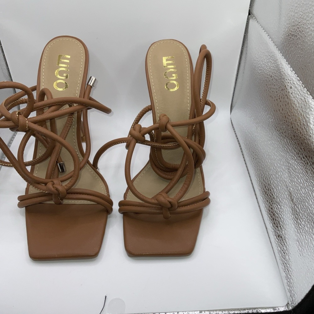 Ego Cross Lace Fiat Heel Sandal, Gladiator Strap‎ Tan Sandals Size 7